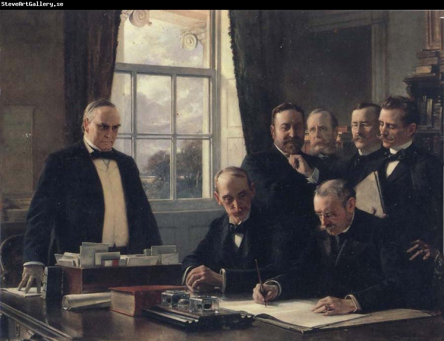 Theobald Chartran Signing of the Peace Protocol Between Spain and the United States